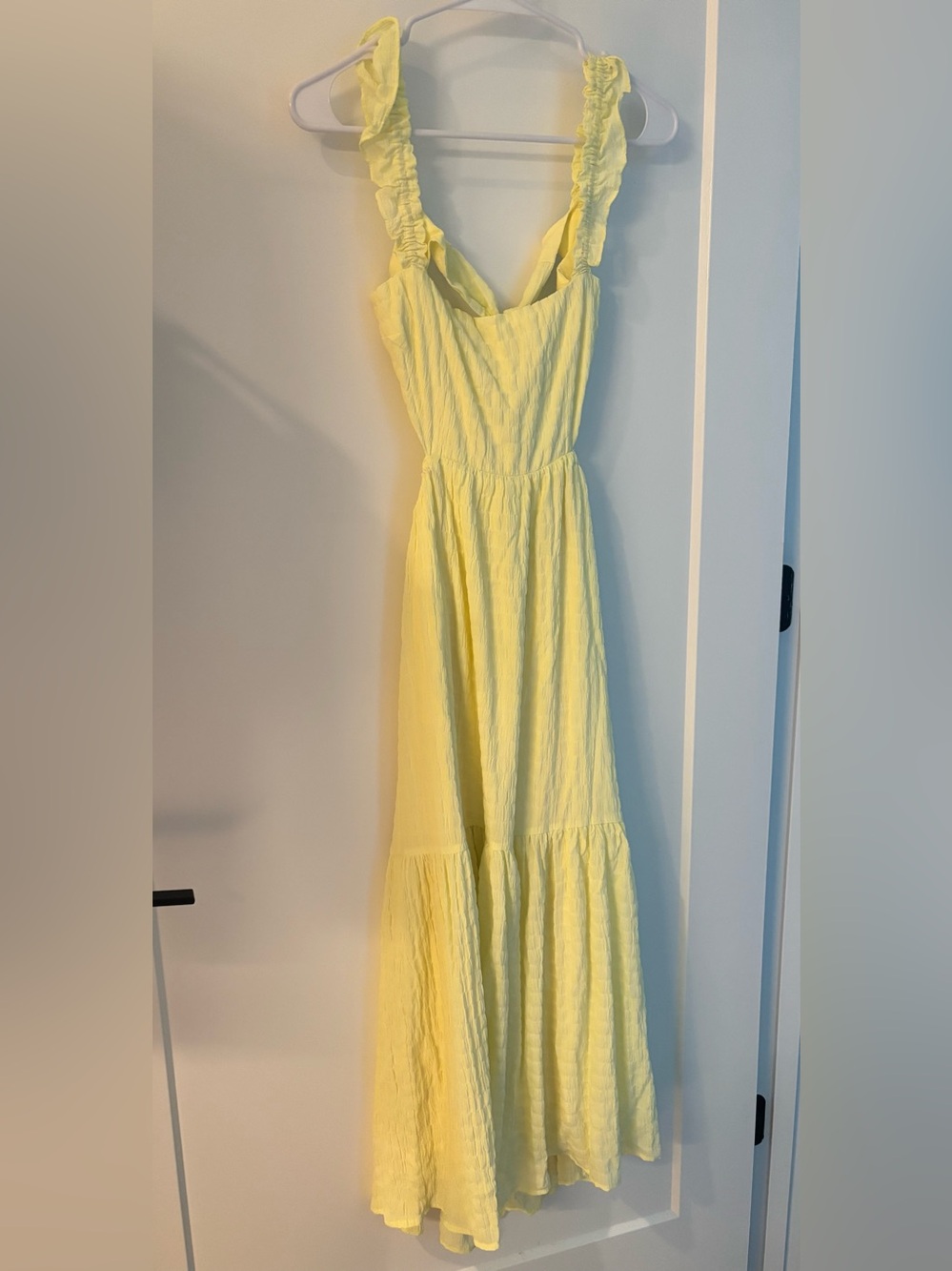 Lush Pale Yellow Crinkle Dress